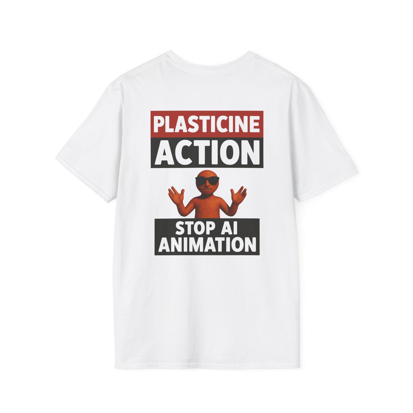 Stop AI Animation, Plasticine Action, Adult Unsex T-Shirt, Satire Politics, Funny Tee for Creative Minds, Gift for Artists, Casual Summer Wear, Unique Graphic Top