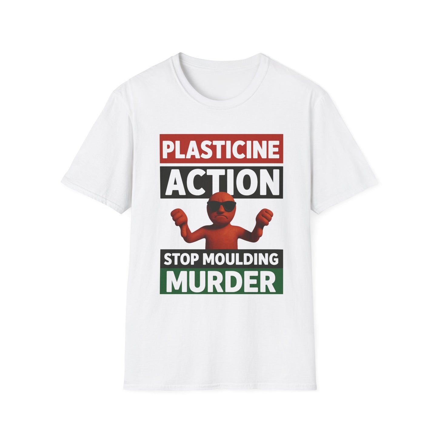 Stop Moulding Murder, Plasticine Action, Adult, Unisex, T-Shirt,, Satire Politics, Funny Tee for Creative Minds, Gift for Artists, Casual Summer Wear, Unique Graphic Top
