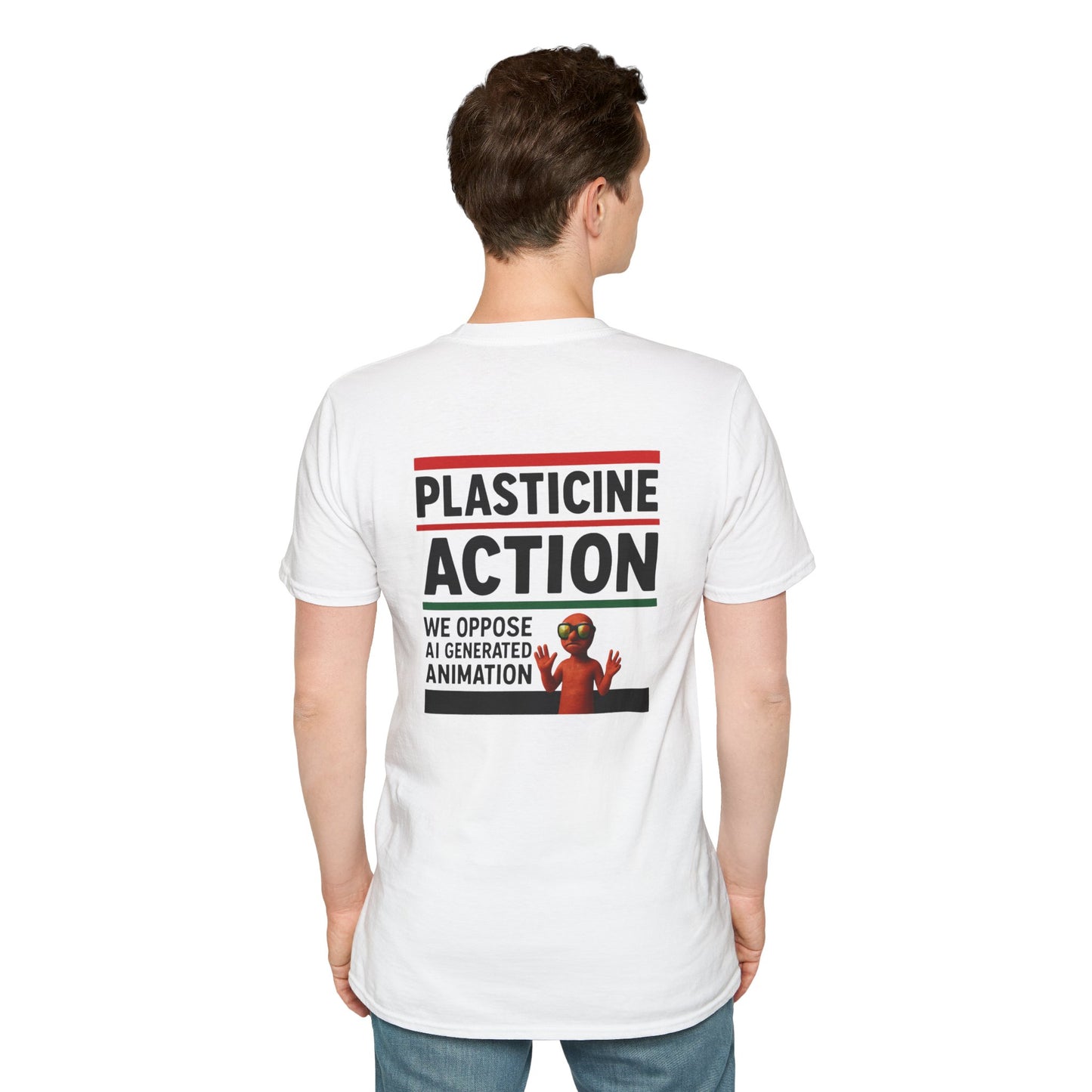 We Oppose AI Animation Plasticine Action, Adult Unisex T-Shirt, Satire Politics, Funny Tee for Creative Minds, Gift for Artists, Casual Summer Wear, Unique Graphic Top