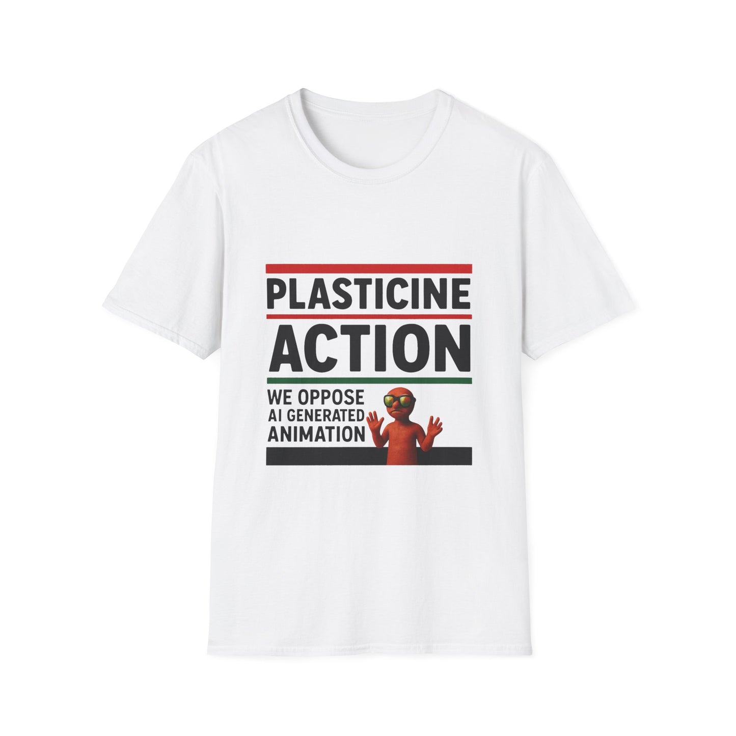 We Oppose AI Animation Plasticine Action, Adult Unisex T-Shirt, Satire Politics, Funny Tee for Creative Minds, Gift for Artists, Casual Summer Wear, Unique Graphic Top