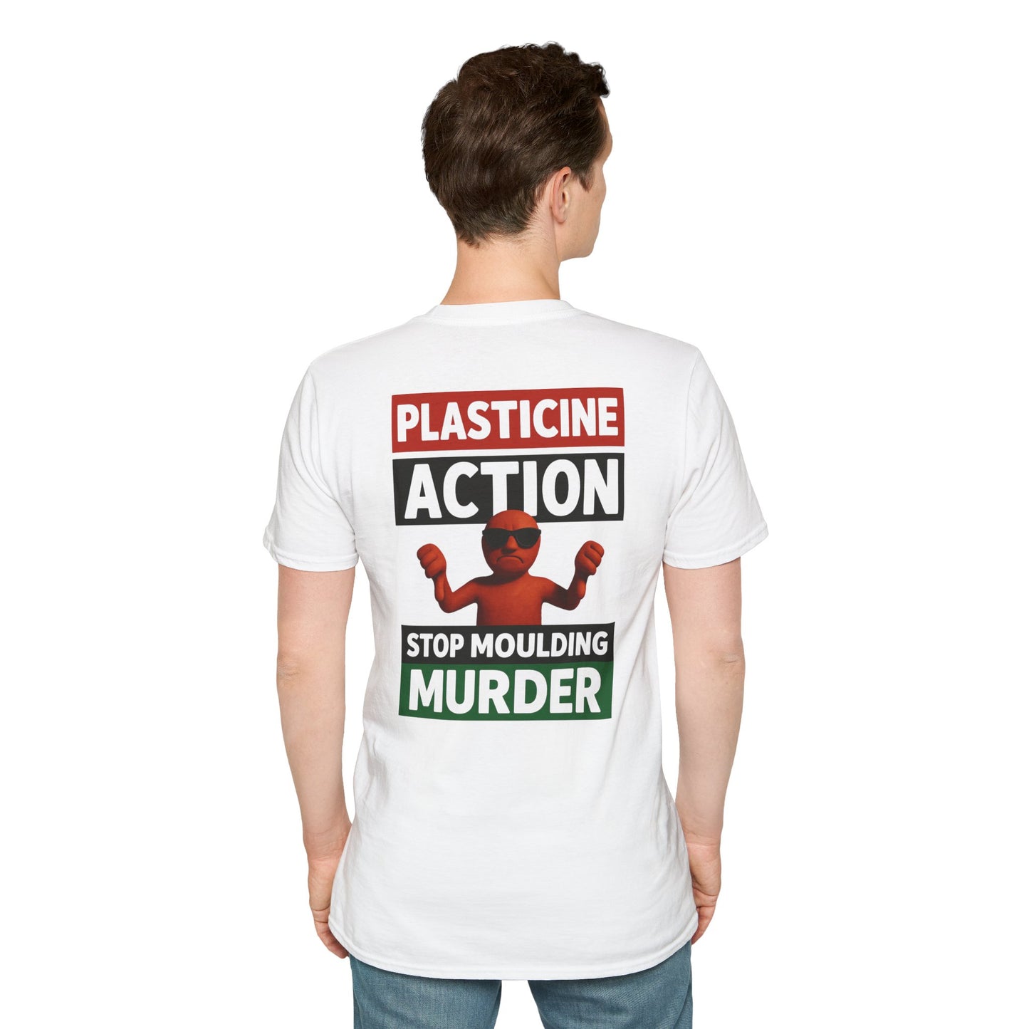 Stop Moulding Murder, Plasticine Action, Adult, Unisex, T-Shirt,, Satire Politics, Funny Tee for Creative Minds, Gift for Artists, Casual Summer Wear, Unique Graphic Top