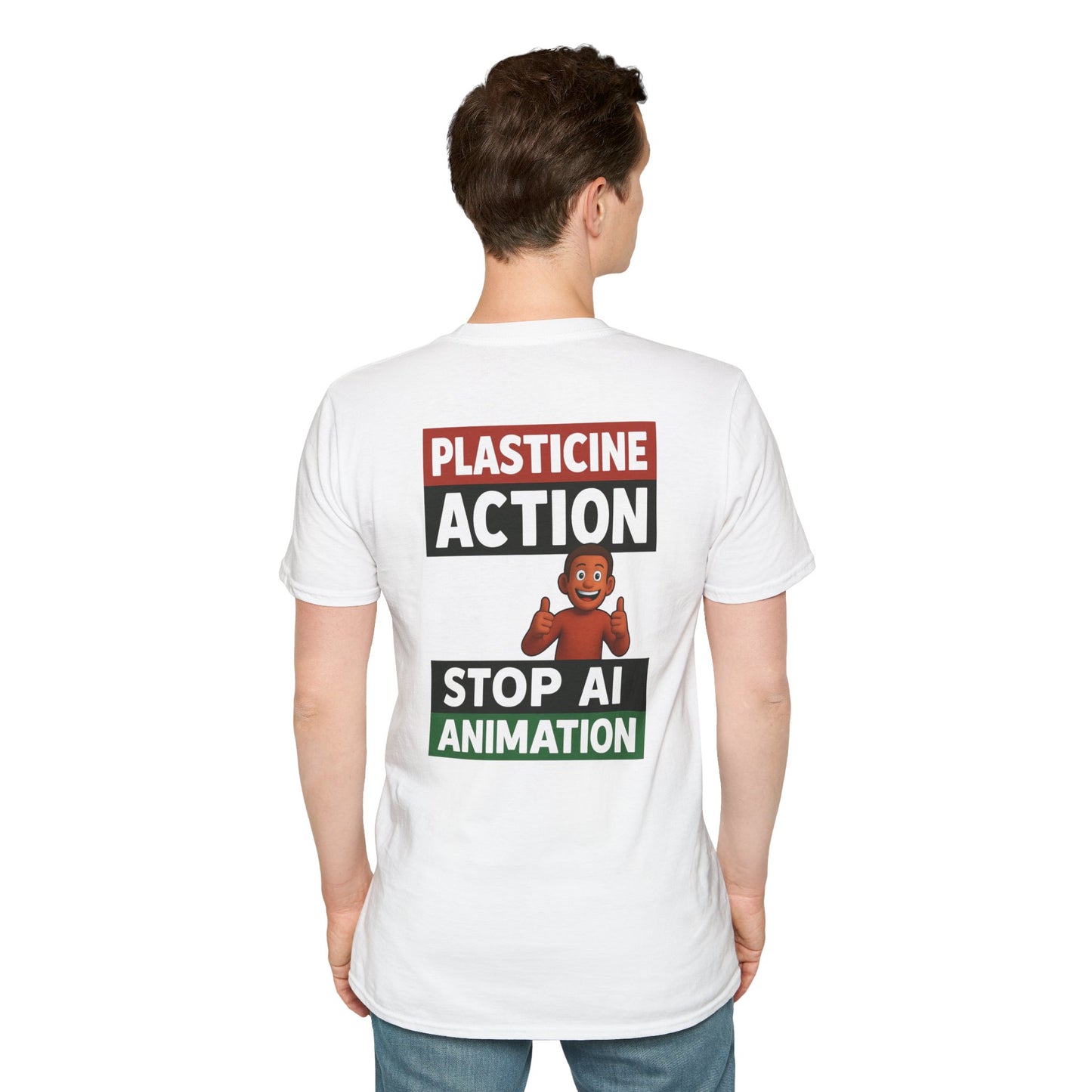 Plasticine Action Stop AI Animation, Adult, Unisex, T-Shirt, Satire Politics, Funny Tee for Creative Minds, Gift for Artists, Casual Summer Wear, Unique Graphic Top