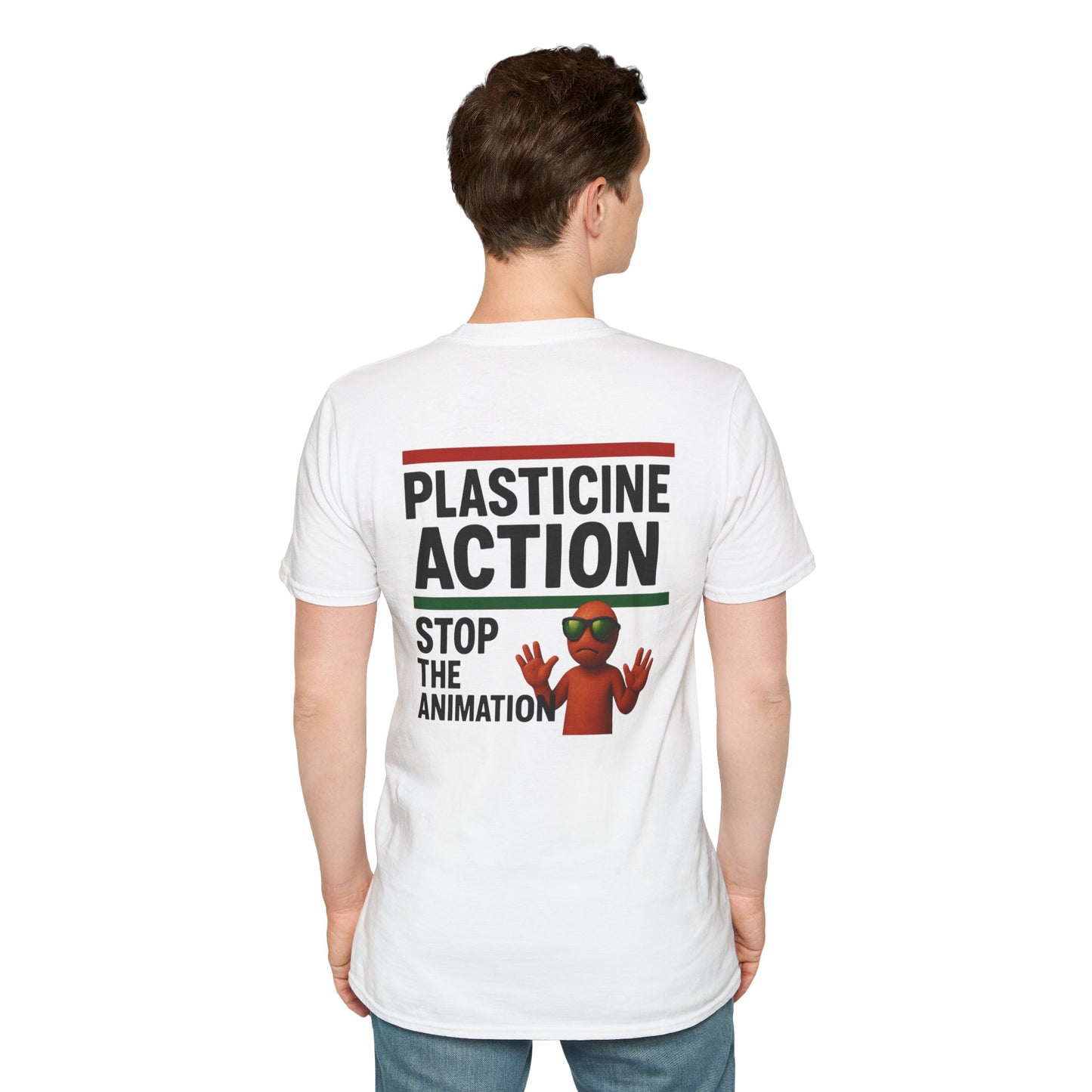 Stop The Animation, Plasticine Action, Adult Unisex T-Shirt, Satire Politics, Funny Tee for Creative Minds, Gift for Artists, Casual Summer Wear, Unique Graphic Top