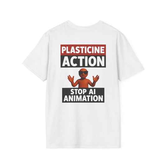 Stop AI Animation, Plasticine Action, Adult Unsex T-Shirt, Satire Politics, Funny Tee for Creative Minds, Gift for Artists, Casual Summer Wear, Unique Graphic Top
