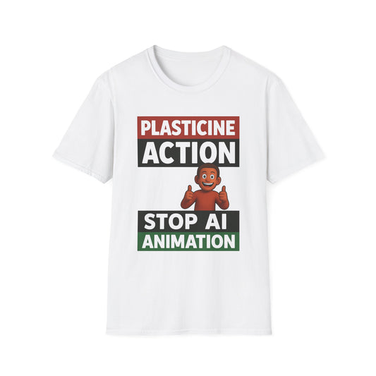 Plasticine Action Stop AI Animation, Adult, Unisex, T-Shirt, Satire Politics, Funny Tee for Creative Minds, Gift for Artists, Casual Summer Wear, Unique Graphic Top