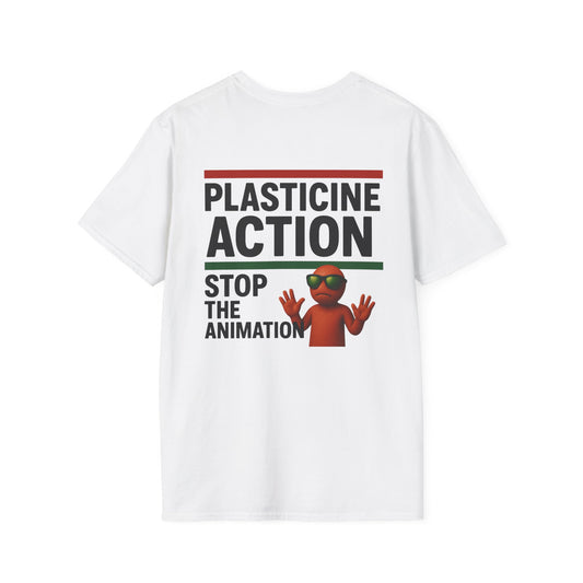 Stop The Animation, Plasticine Action, Adult Unisex T-Shirt, Satire Politics, Funny Tee for Creative Minds, Gift for Artists, Casual Summer Wear, Unique Graphic Top