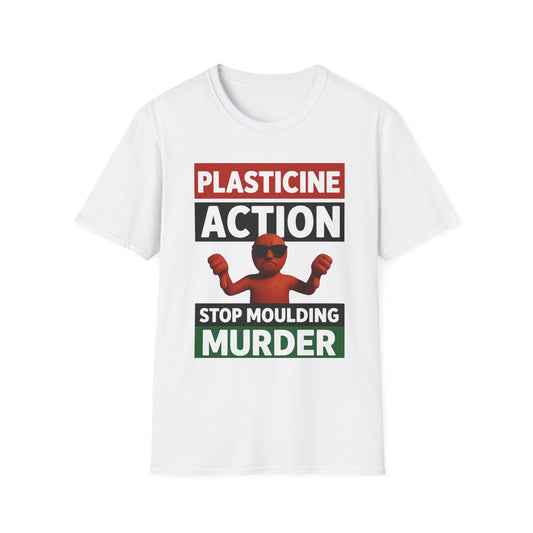 Stop Moulding Murder, Plasticine Action,  Adult, Unisex, T-Shirt,, Satire Politics, Funny Tee for Creative Minds, Gift for Artists, Casual Summer Wear, Unique Graphic Top