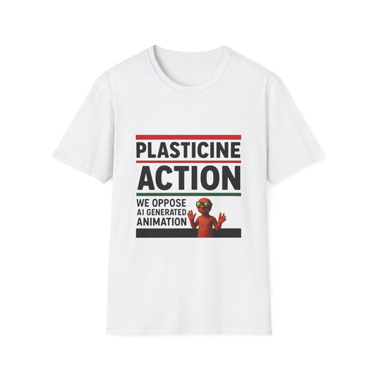 We Oppose AI Animation Plasticine Action, Adult Unisex T-Shirt, Satire Politics, Funny Tee for Creative Minds, Gift for Artists, Casual Summer Wear, Unique Graphic Top
