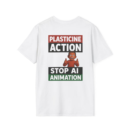 Plasticine Action Stop AI Animation, Adult, Unisex, T-Shirt, Satire Politics, Funny Tee for Creative Minds, Gift for Artists, Casual Summer Wear, Unique Graphic Top
