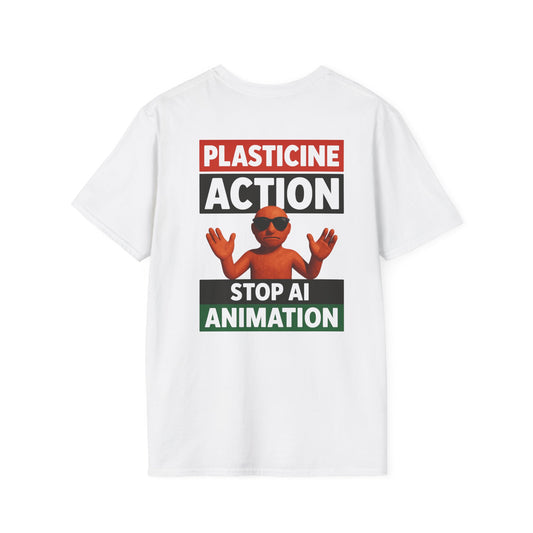 Stop AI Animation, Plasticine Action, Adult Unisex T-Shirt, Satire Politics, Funny Tee for Creative Minds, Gift for Artists, Casual Summer Wear, Unique Graphic Top